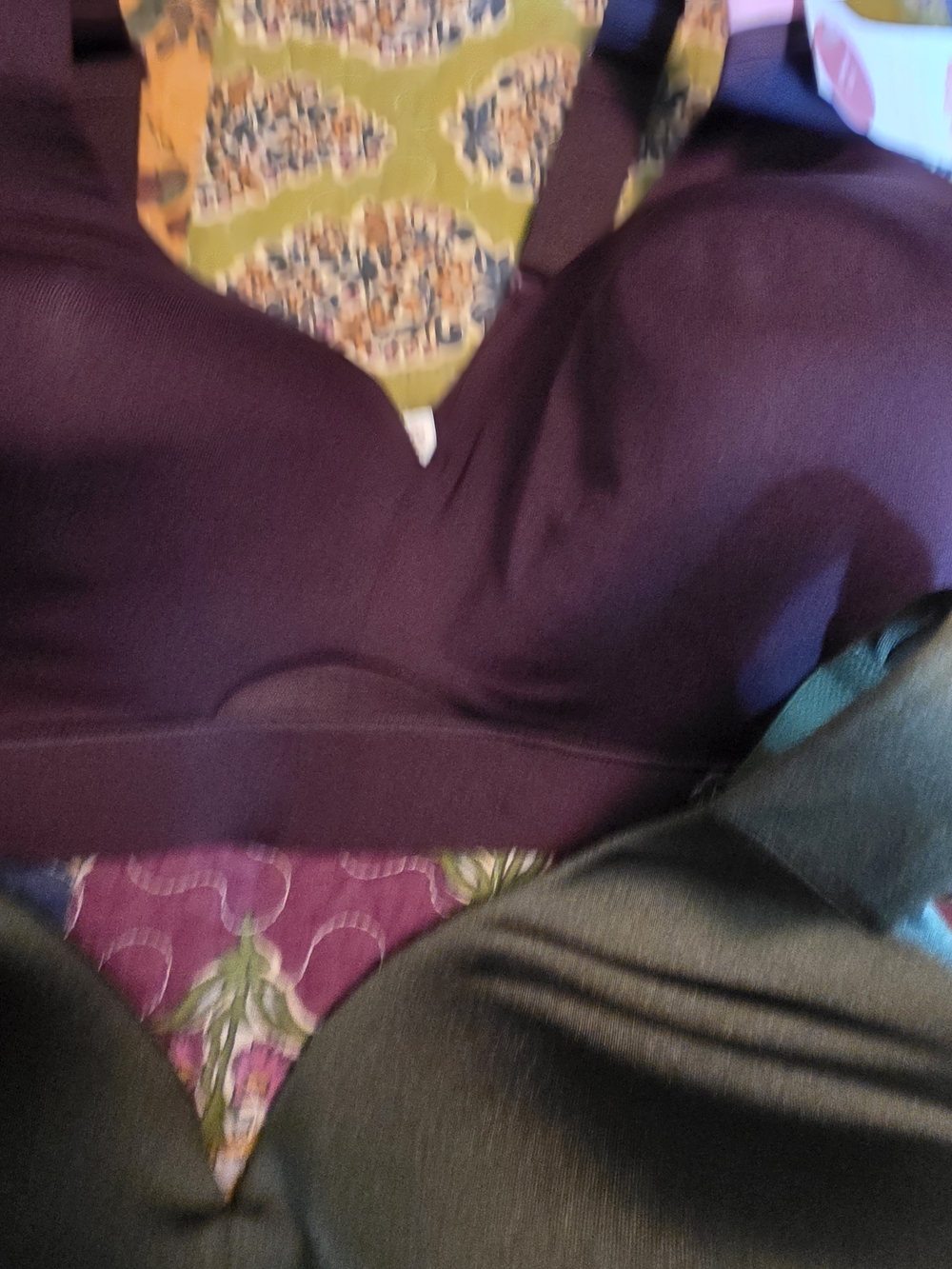 Cacique Wireless Smooth Bra Set in Brick Rusty Red, Olive Green & Deep Brown. - Picture 5 of 9